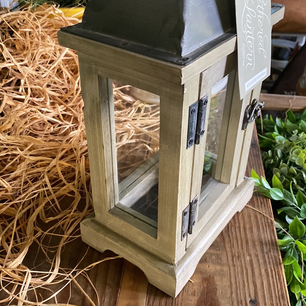 Williams Sonoma Wood and Metal Small Weathered Rustic Lantern - Picture 4 of 16